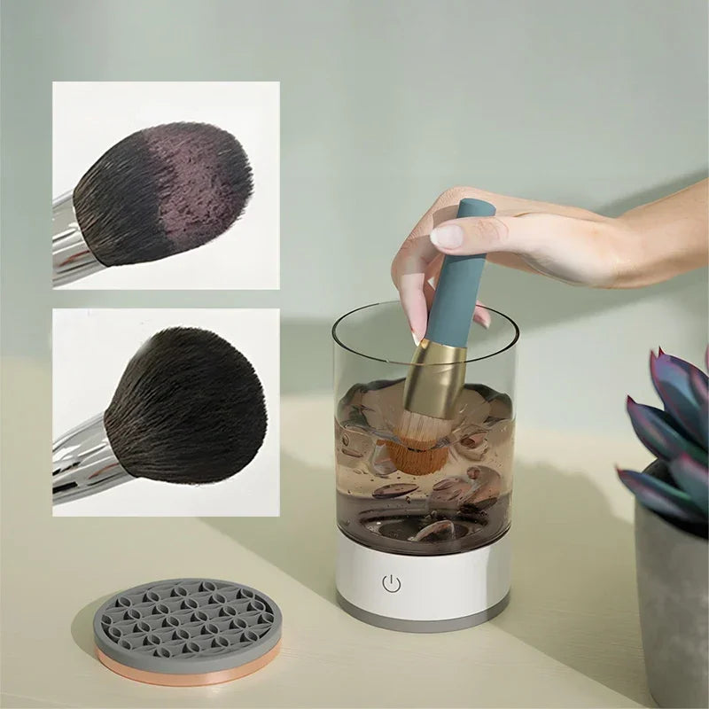 Electric Makeup Brush Cleaner Machine with USB Charging: 3-in-1 Quick Dry Cleaning Tool for Cosmetic Brushes