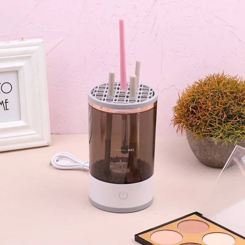 Electric Makeup Brush Cleaner Machine with USB Charging: 3-in-1 Quick Dry Cleaning Tool for Cosmetic Brushes