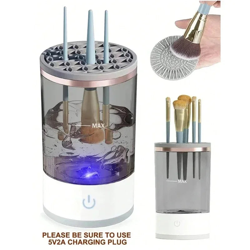 Electric Makeup Brush Cleaner Machine with USB Charging: 3-in-1 Quick Dry Cleaning Tool for Cosmetic Brushes