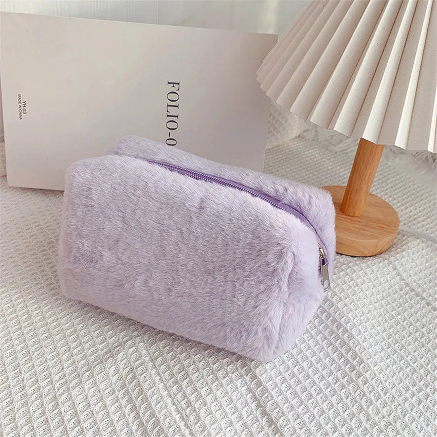 Soft plush makeup bag