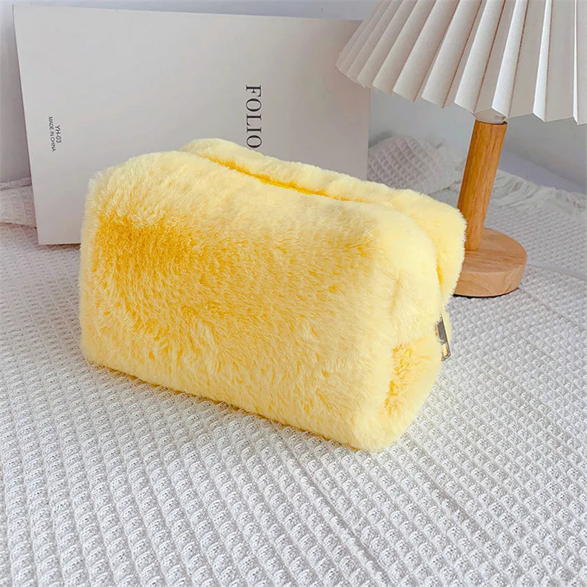 Soft plush makeup bag