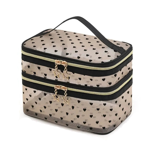 Double-layer travel cosmetic bag