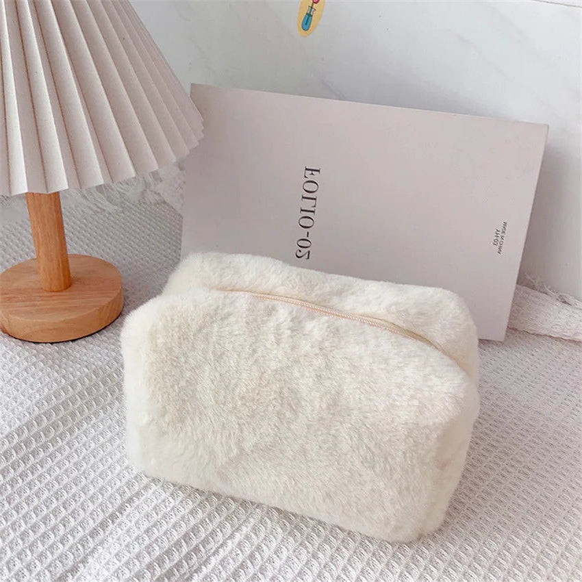 Soft plush makeup bag