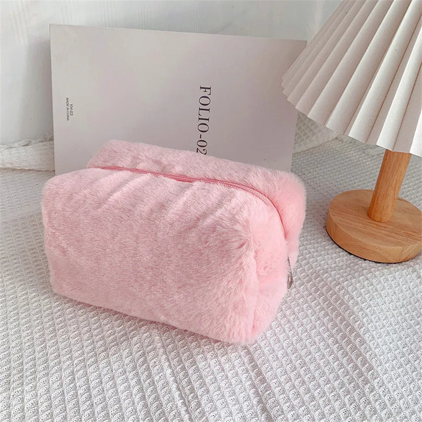 Soft plush makeup bag