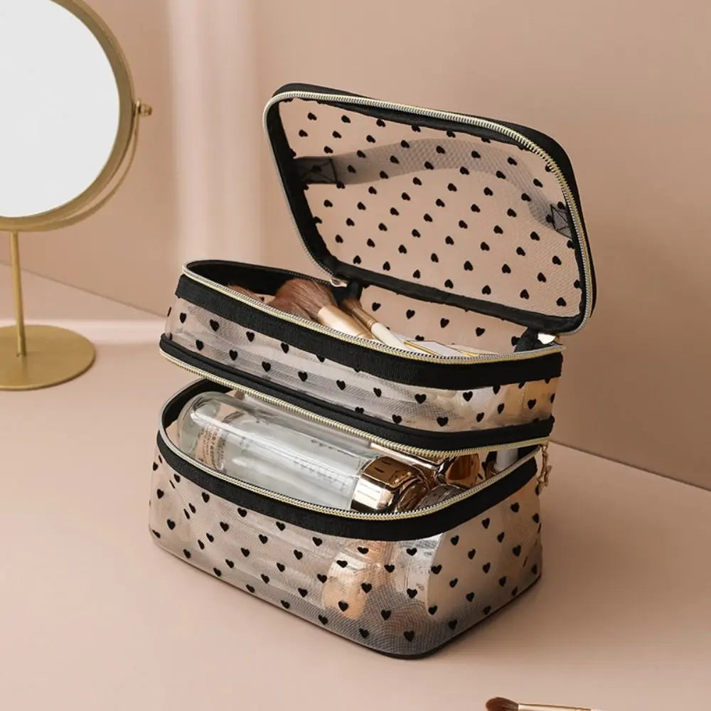 Double-layer travel cosmetic bag