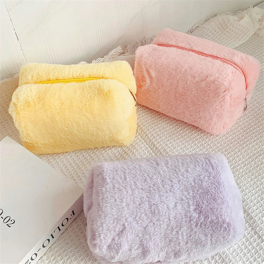 Soft plush makeup bag