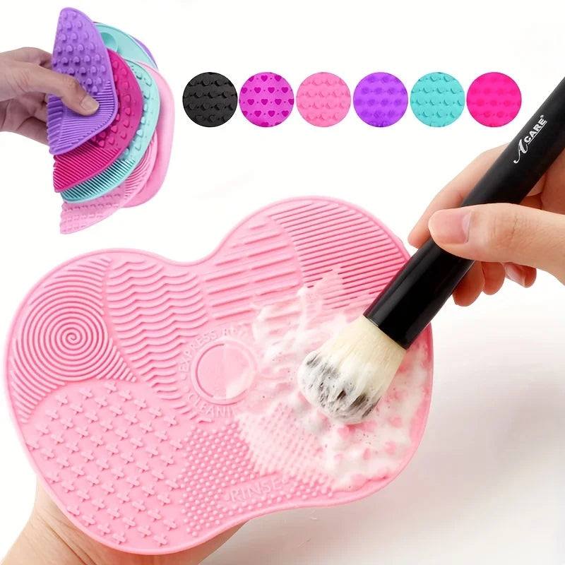 Apple-shaped makeup brush cleaning pad